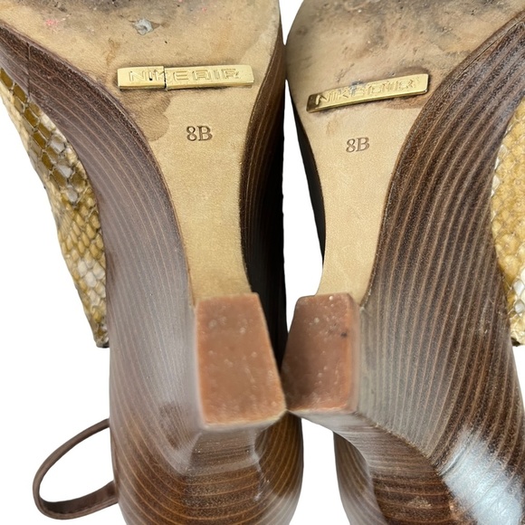 COLE HAAN Genuine Leather Reptile Snakeskin Wedge Slingback Peep Toe Shoes sz 9 - Picture 16 of 16